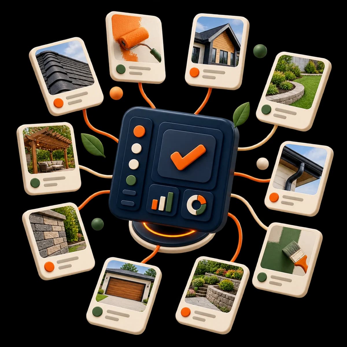 Ten contractor client projects connected to one central agency dashboard