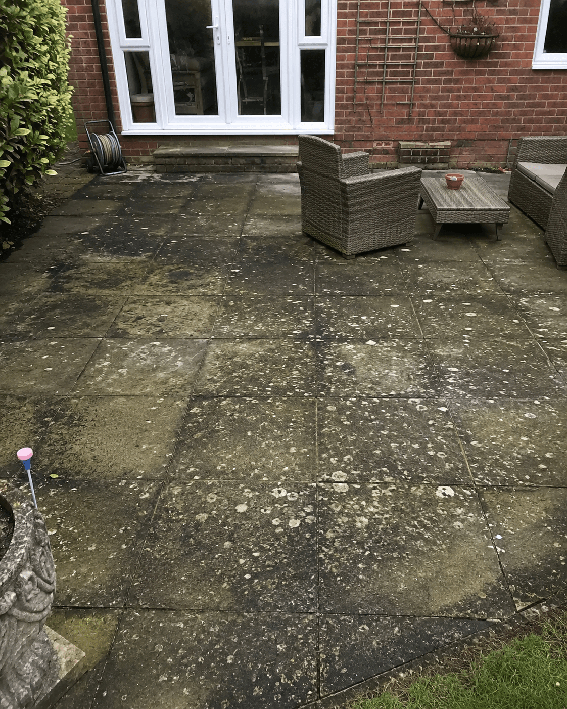 Second concrete area before cleaning